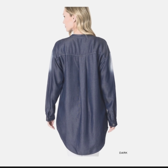 NWT Chambray Longline Hi Low Shirt in Blue NIP! - Picture 6 of 6